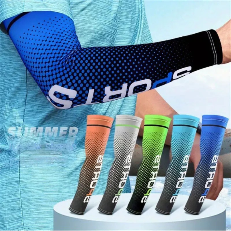 Par Manga de Braço Esportiva Proteção UV Corrida Ciclismo Pesca Compressão Leve Confortável 5 Cores
