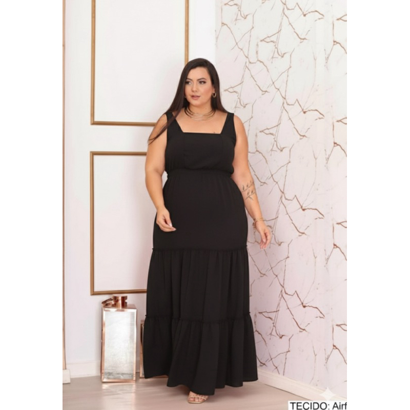 vestido longo plus size, vestido duno, vestido plus size G1 G2 G3 G4, vestido flussais, vestido feminino longo