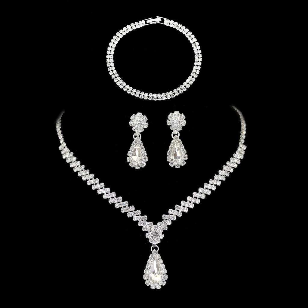 Conjunto De Brincos De Colar De Coroa De Cristal De Noiva Feminino Presente De Festa De Casamento em Oferta na Shopee