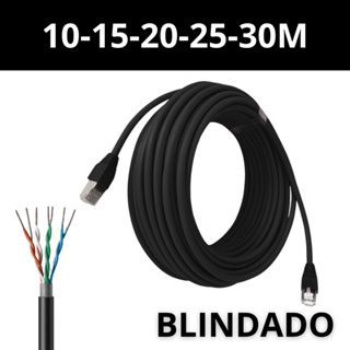 Cabo de Rede Externo Blindado RJ45 Preto – 10/15/20/25/30m Crimpado em Oferta na Shopee