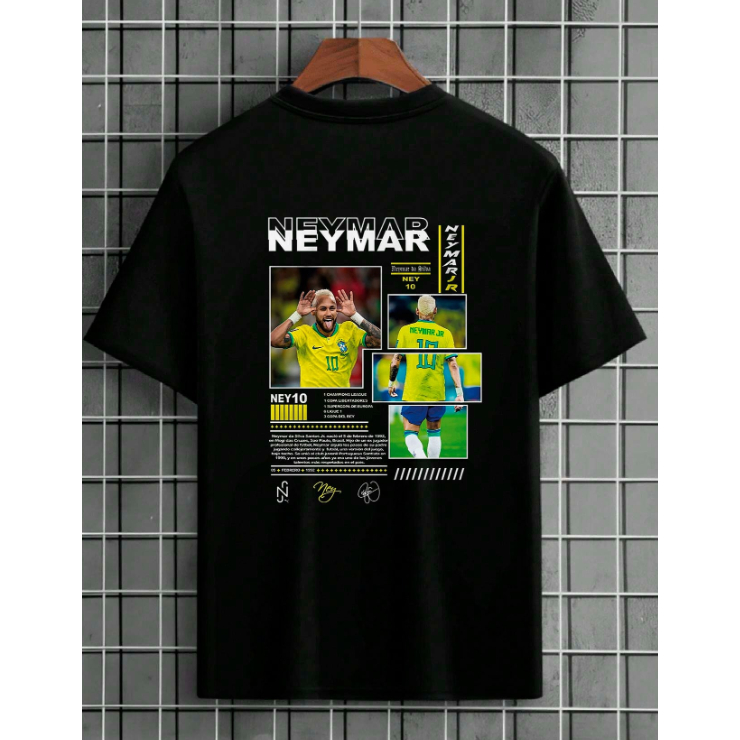Camiseta 100% Algodão Unissex Futebol Neymar Jr Adulto e Infantil Estampa Frente e Costas