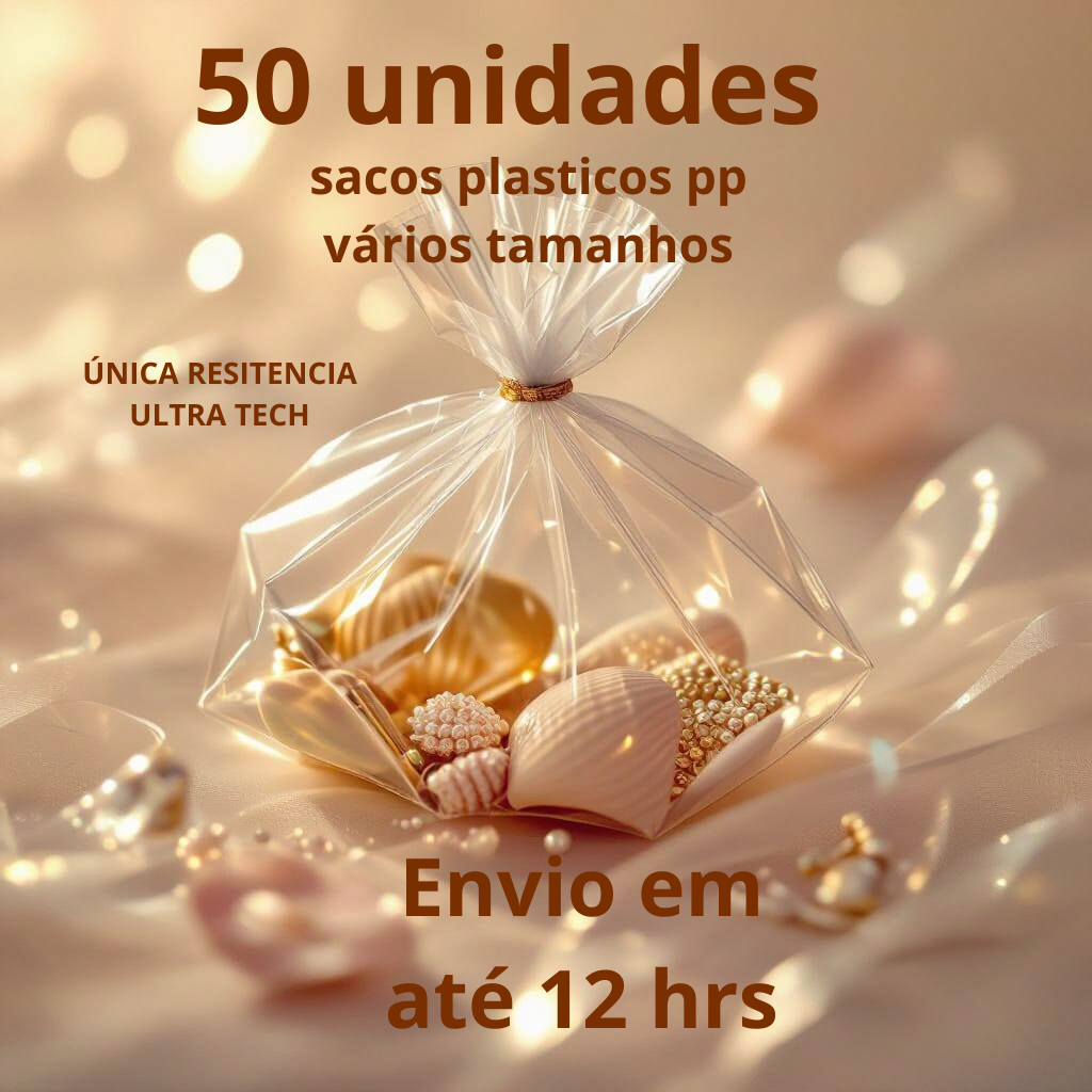 50 Sacos Plásticos PP Transparente Cristal / Saquinho / Embalagem / Saquinho / Sacolinha/Pacotinho