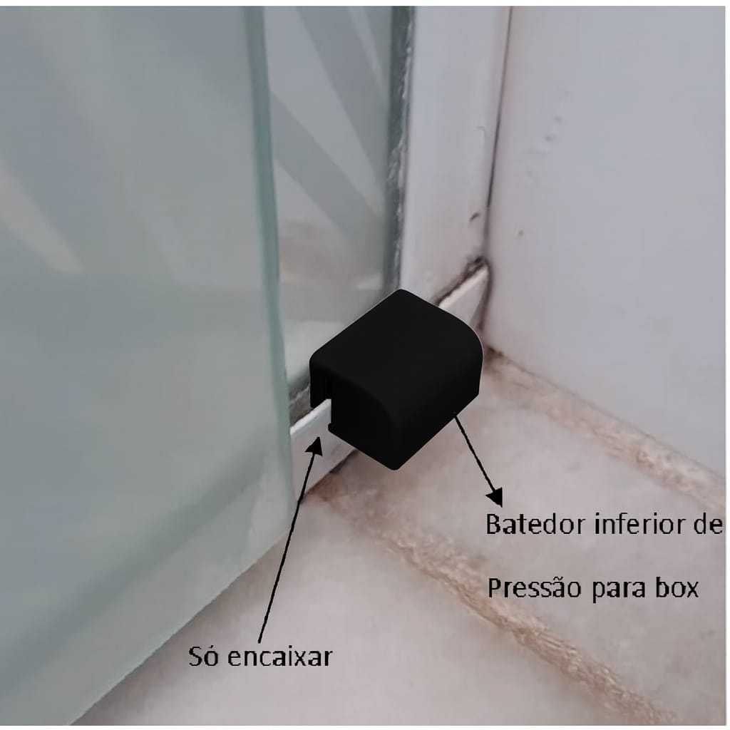 BATEDOR LIMITADOR INFERIOR PRETO DE ENCAIXE PARA BOX DE BANHEIRO KIT 2 PÇS