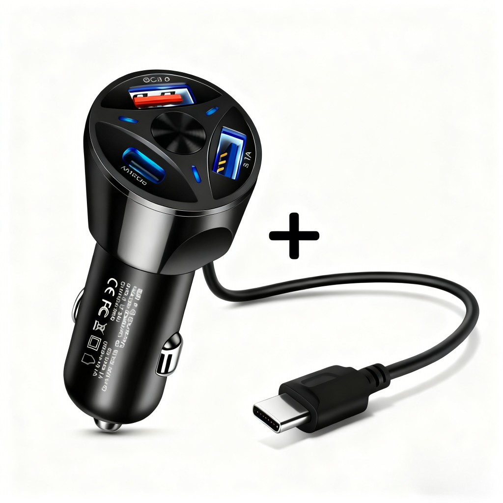 Carregador Veicular Turbo USB 3.0 USB-c USB 3.1A Carregamento Rapido 55w-Inclui cabo de carregamento em Oferta na Shopee