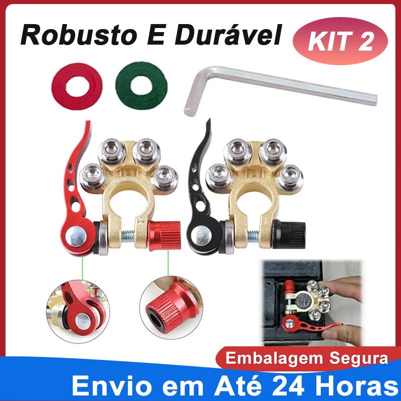 Kit Com 2 Conectores - 12v 24v Positivo & Negativo Automotivo Bateria Terminal Cabo Braçadeira de Liberação Rápida Carro em Oferta na Shopee