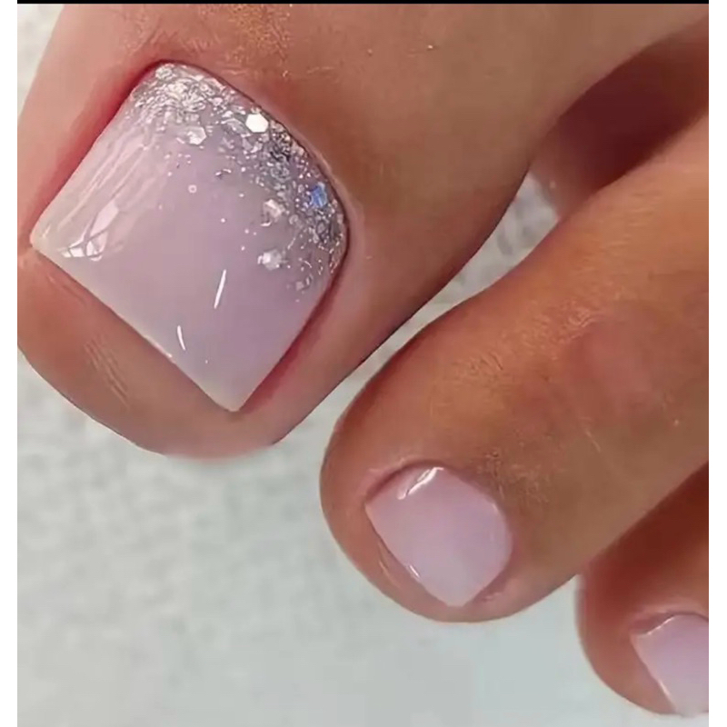 UNHAS POSTIÇAS PARA OS PÉS DELICADAS E NATURAIS 24 PEÇAS + COLA
