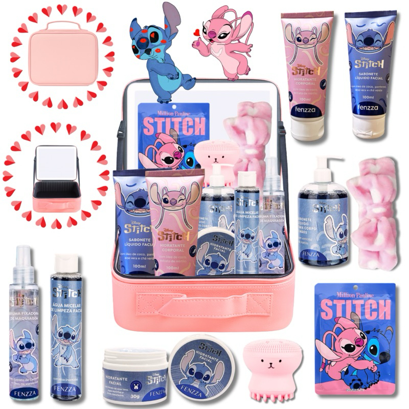 Maleta Espelho Led Kit Skincare Stitch Completo Bruma Facial