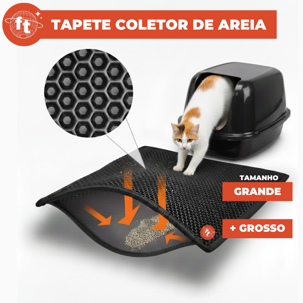 Tapete Higiênico Para Gatos Tapete Coletor de Areia para Caixa de Areia Para gato EVA Tamanho Grande