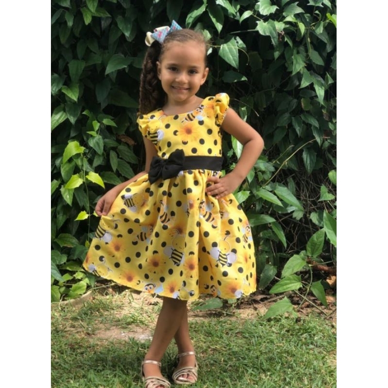 vestido tematico abelhinha veste 5.7 anos