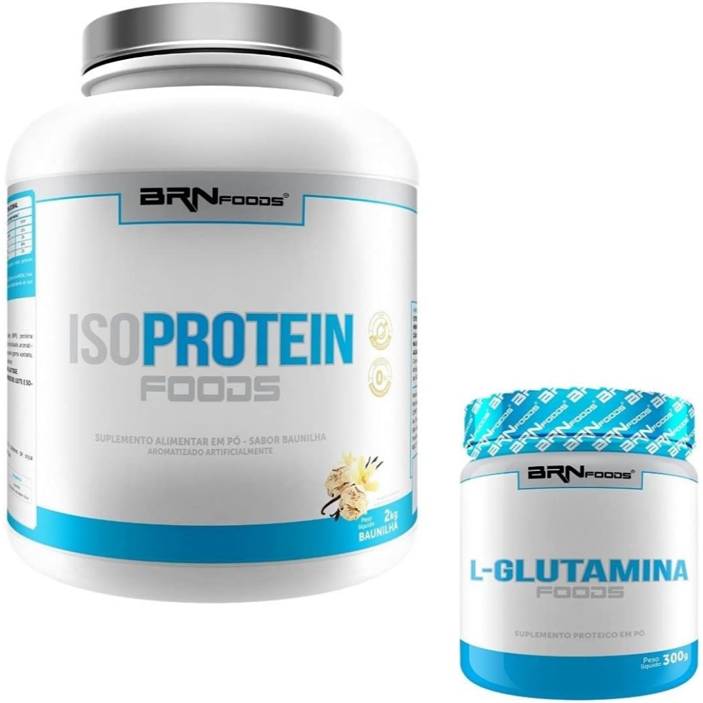 Kit Whey Protein Iso Protein Foods 2kg + Glutamina Pura 300g - BRNFOODS - Proteínas Isoladas