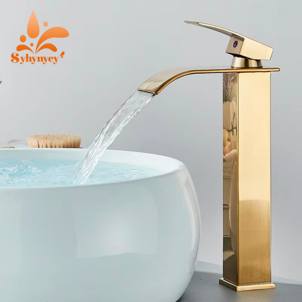 Torneira Cascata Para Banheiro Misturador Monocomando Alta/Curto Dourado em Oferta na Shopee