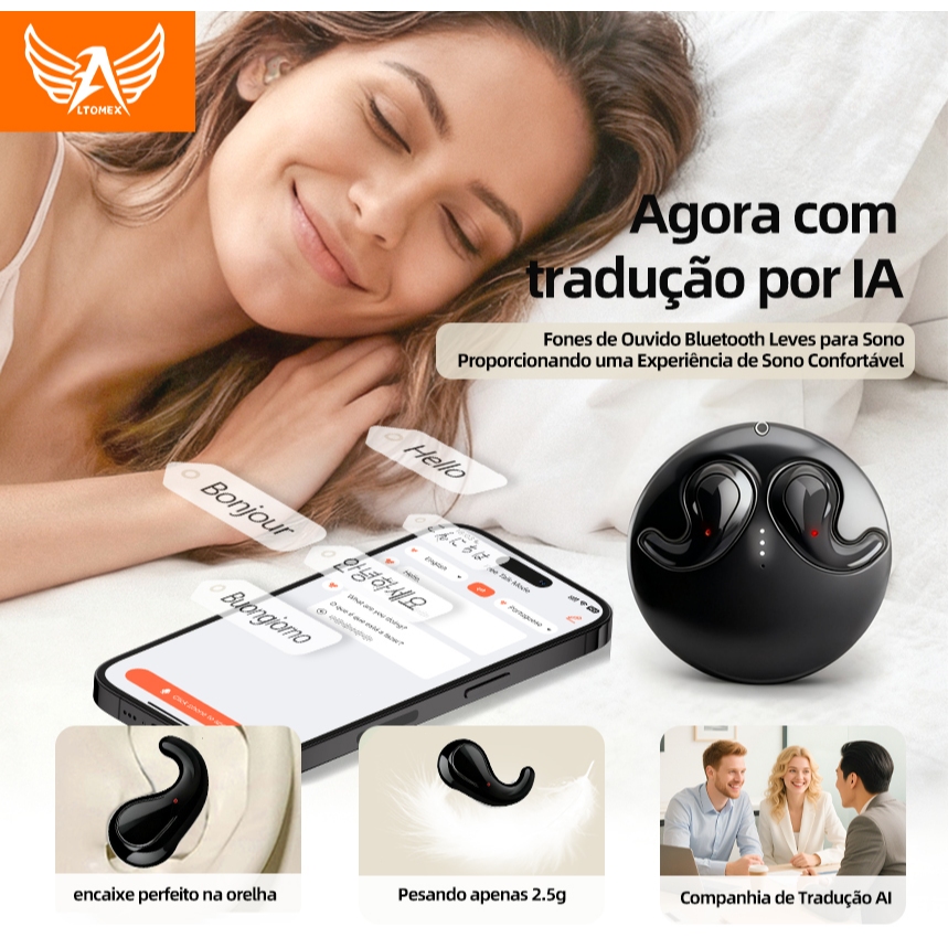 Mini fones de ouvido invisíveis (intra-auriculares) Fone de ouvido invisível Bluetooth para dormir