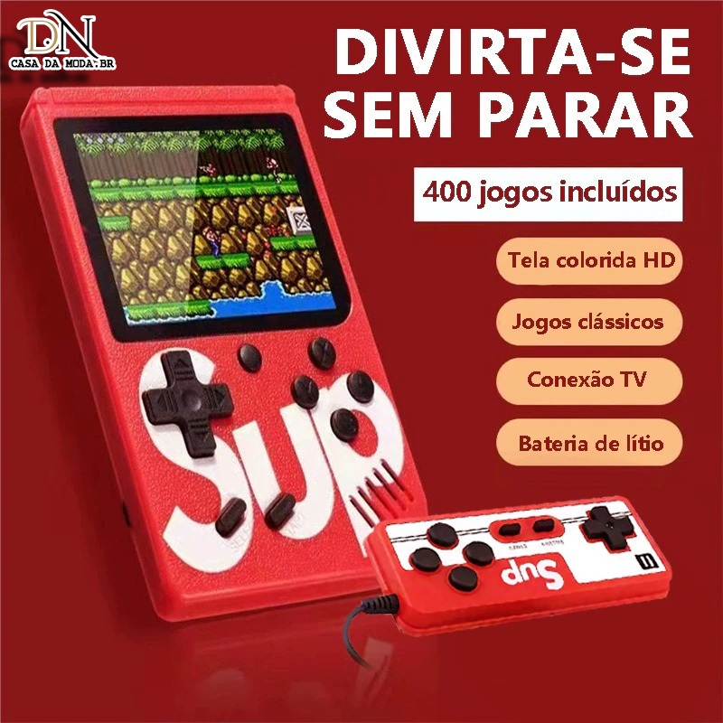 Mini 400 jogos Nintendo, vídeo portátil, jogos clássicos retro, com controle para 2 pessoas