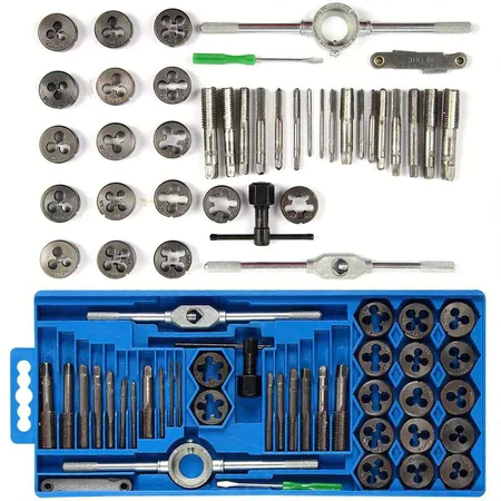 Jogo Kit Macho E Tarracha Cossinete Com 40 Peças Rosca Interna e Externa Direita Esquerda