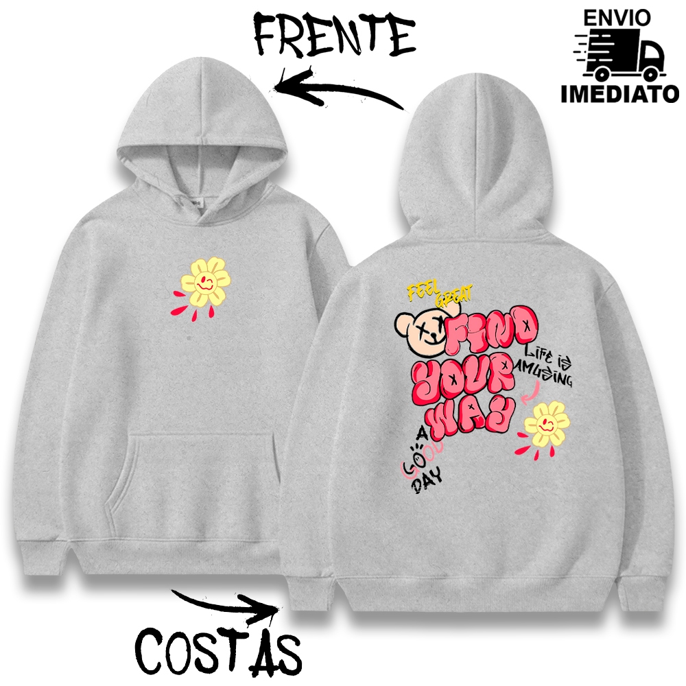 Moletom Feminino  Tumblr Canguru ''FLOR FELIZ'' Flanelado Premium Lançamento 2026 Envio Rapido - 11