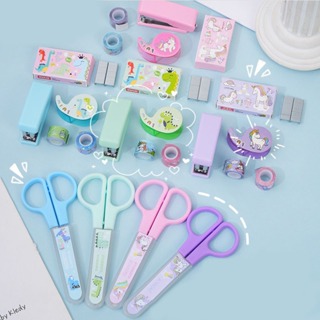 Kit Escolar 5 em 1 Super Conjunto Grampeador Tesoura Fita Presente Seguro Infantil Material Escolar em Oferta na Shopee