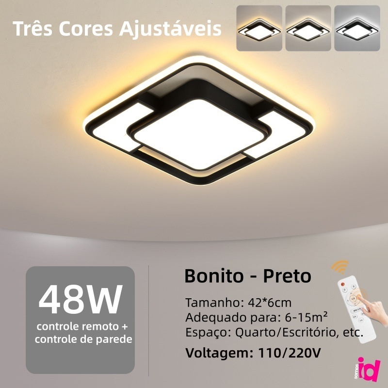Luminária Teto Plafon Led Sobrepor Moderna 3 Em 1 Quadrado（42*42*6cm） em Oferta na Shopee