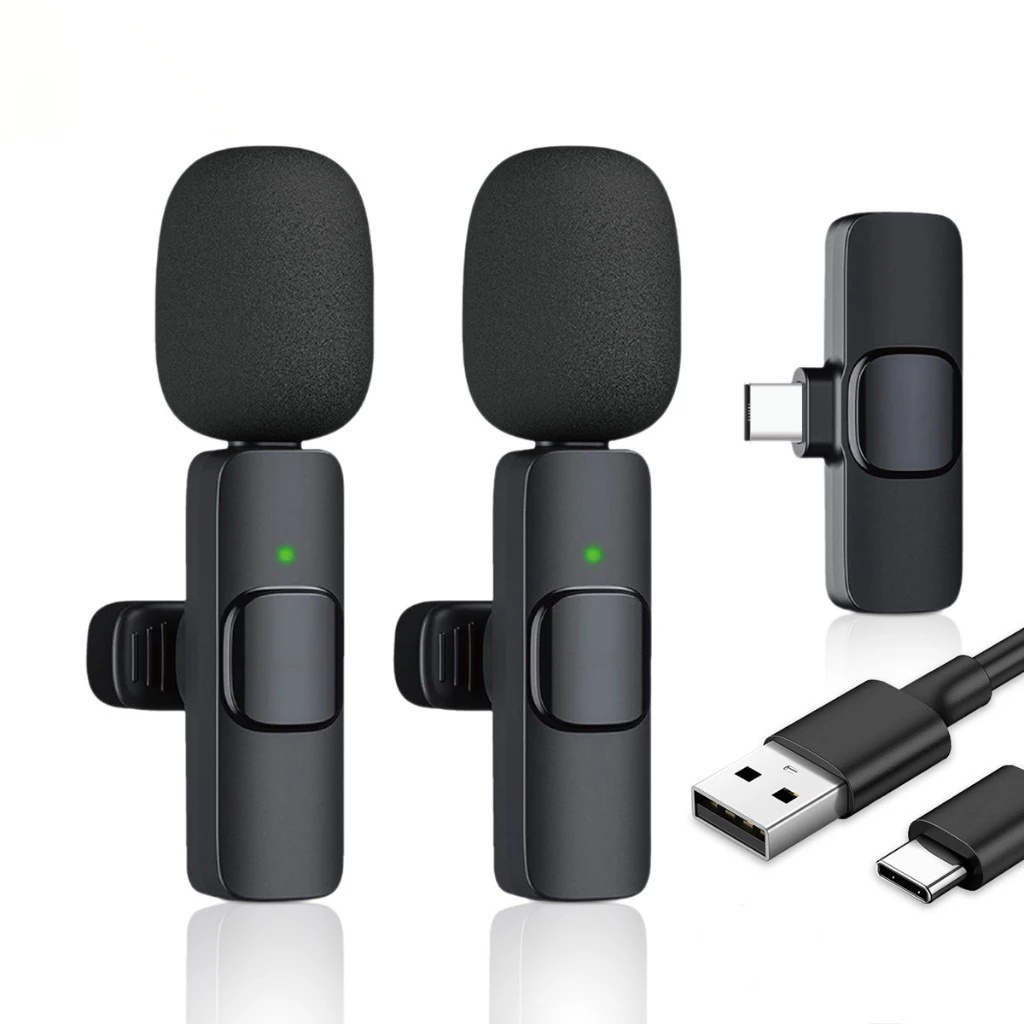 Microfone de Lapela Sem Fio K9 Vlog Compatível Tipo C e iPhone em Oferta na Shopee