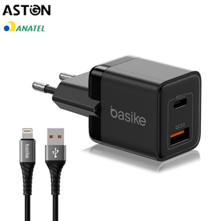 Astgn X Basike Carregador Basike Ba-CAR046 20W Turbo – USB-C PD + USB QC 3.0, Bivolt, Compacto em Oferta na Shopee