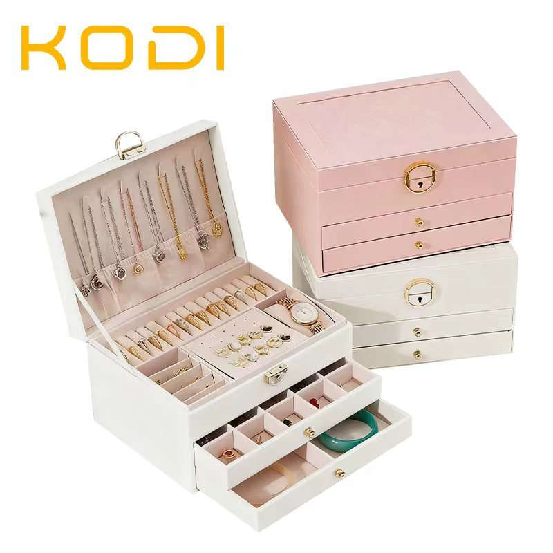 Caixa Organizadora de Joias Alemã Porta Joias Luxuoso com Divisórias Colares Brincos Pulse...