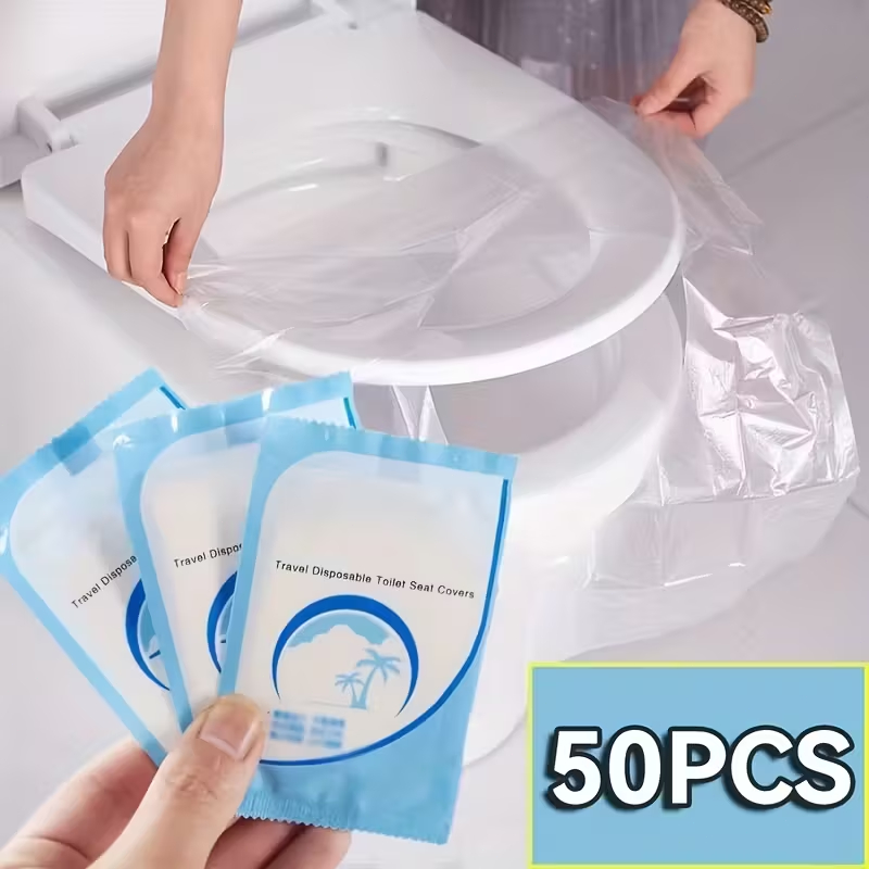 Kit 50 Protetores de Assento Vaso Sanitário Descartáveis Plásticos | Higiênico e Portátil em Oferta na Shopee