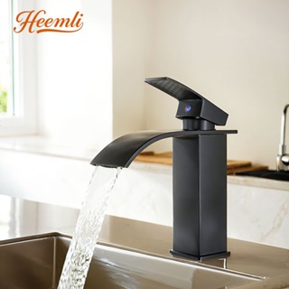 Torneira Banheiro Inox Cascata Quadrada Baixa Preta Cromada Heemli em Oferta na Shopee