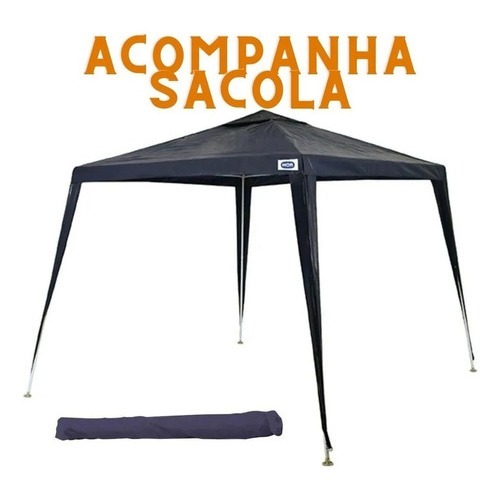 Tenda de Praia Mor Gazebo Azul Polietileno 3x3 Metros Desmontável