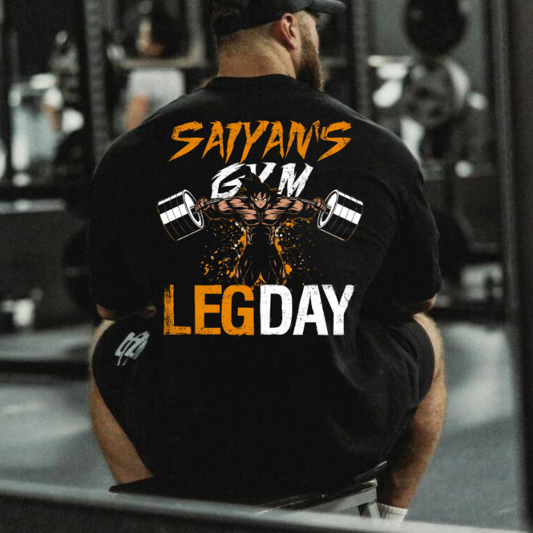 Camiseta Oversized Goku Leg Day Academia Gym Estampada 100% Algodão Premium