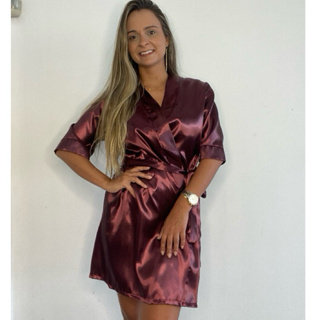 Robe de cetim Madrinha sem bordado em Oferta na Shopee