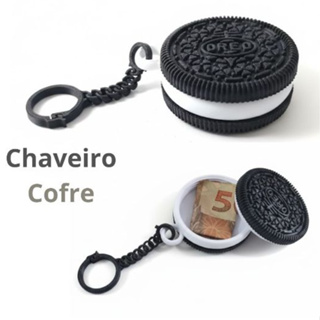 Chaveiro Cofre Formato Biscoito com Compartimento Secreto para Dinheiro, Remédios e Pequenos Itens em Oferta na Shopee