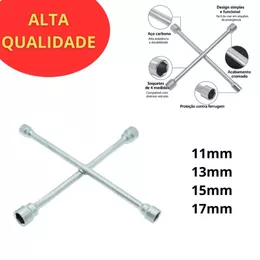 Chave De Roda Estrela Universal Para Carro AÇO 4 Bocas 11 13 15 17mm Tipo Cruz Profissional