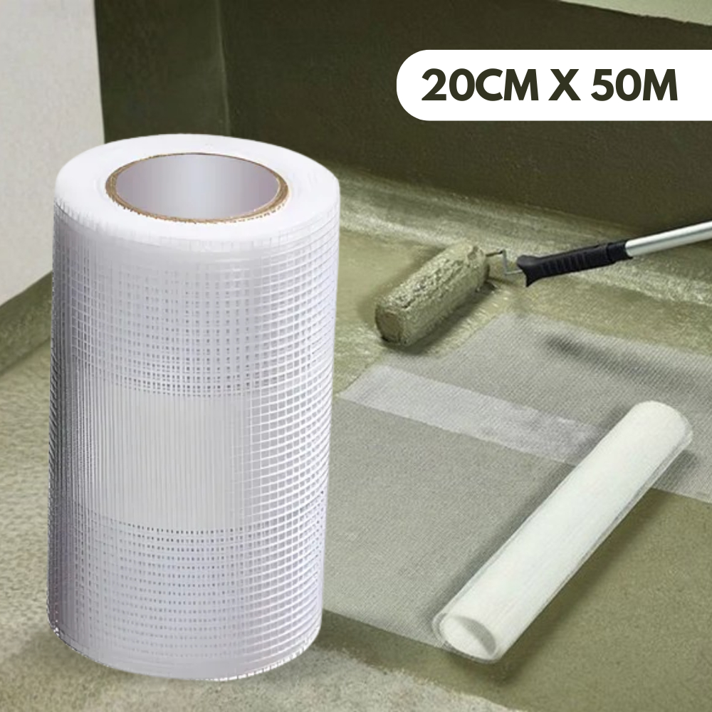 Tela 100% Poliéster Resinada 20cm x 50m Impermeabilização 2x2 Malha Estruturante Trinca Argamassa Rodapé Parede Laje