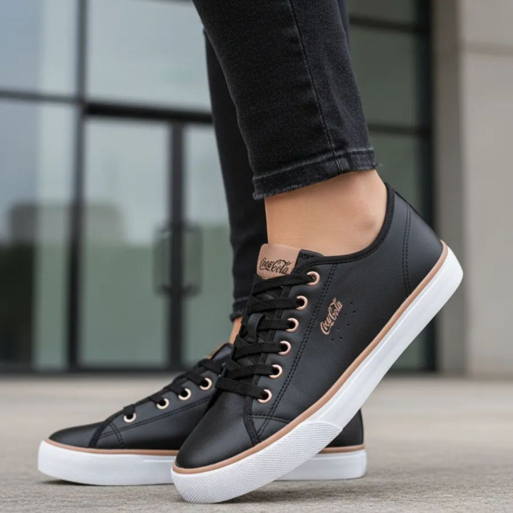 Tênis Coca Cola Feminino Stream Leather Confortável de Couro Original Coca Cola em Oferta na Shopee