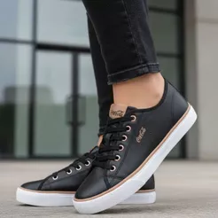 Tênis Coca Cola Feminino Stream Leather Confortável de Couro Casual
