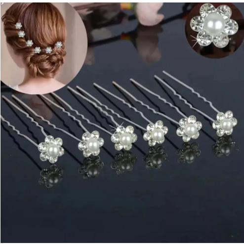 1 kit / 15un Grampos Ponto De Luz zirconia branco Cabelo Penteado noiva CAIXINHA