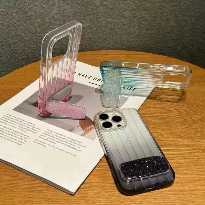 capa  Com glitter Ondulado Bordas Redondas Adequada Para Capa De Gradiente com suport espelho