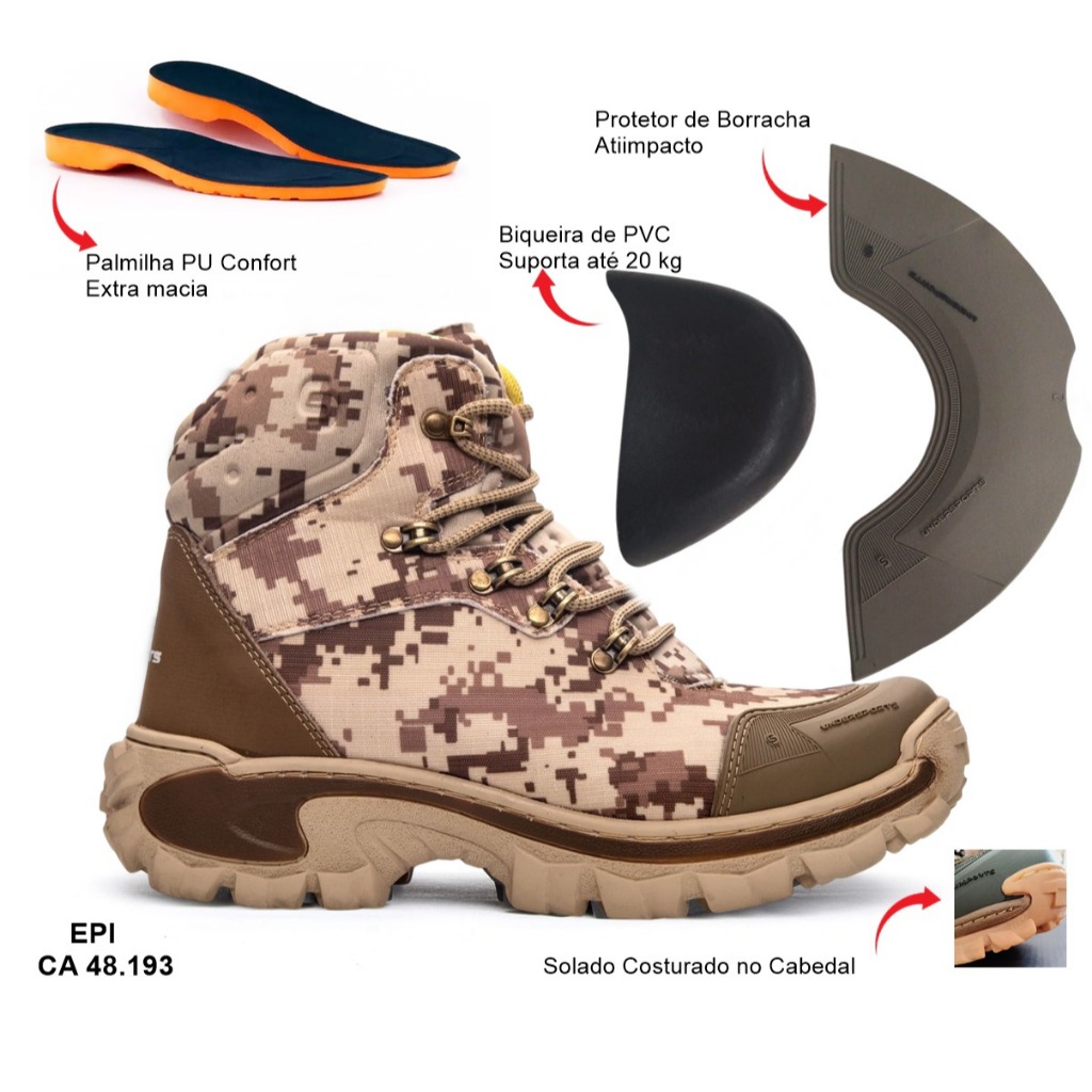 BOTA COTURNO ADVENTURE TRILHA MOTO TRABALHO CERTIFICADO CA GEL SEGURANÇA PROTEÇAO LAZER