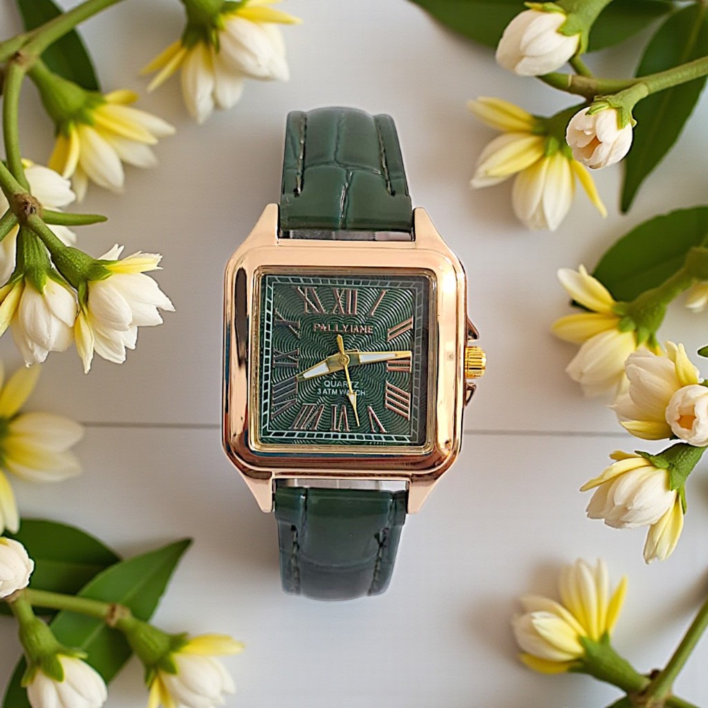 Relógio Feminino Mini Pallyjane Social Quadrado Romano Pulseira de Couro Prova D'água Elegante em Oferta na Shopee