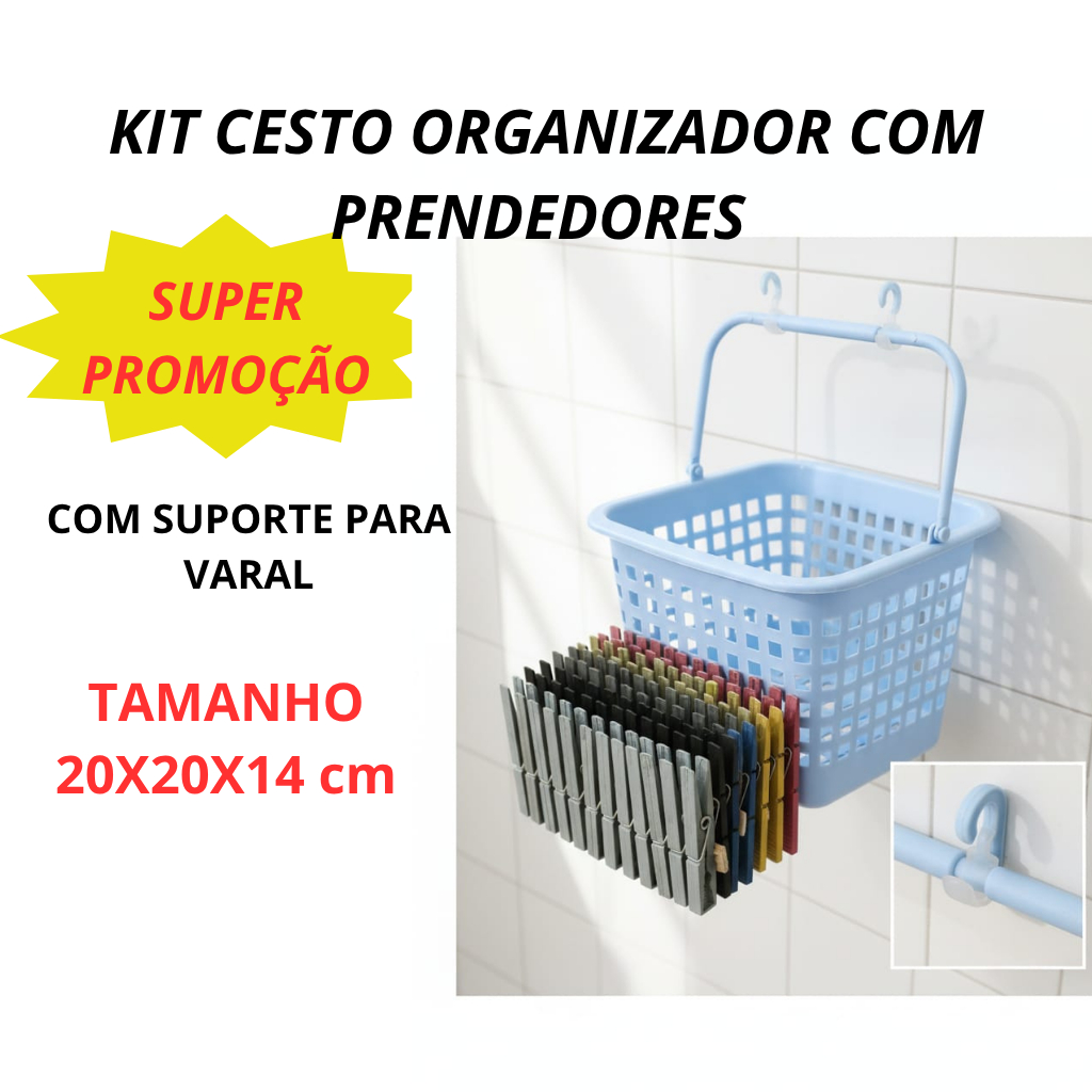 PRENDEDORES DE ROUPA DE PLÁSTICO, + CESTO GRANDE MULTIUSO, GRAMPO DE PLÁSTICO, PREGADORES DE ROUPA. em Oferta na Shopee