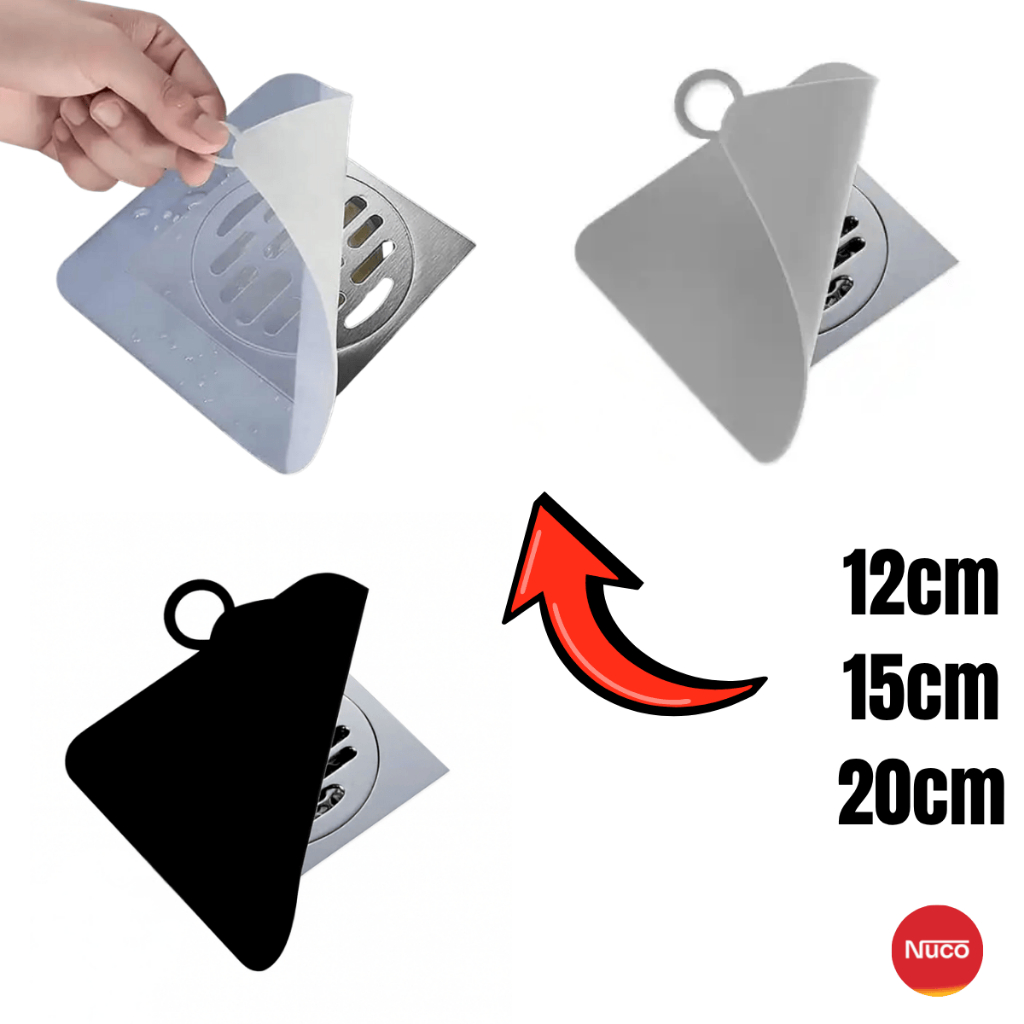 Vedação de Ralo Silicone Anti Mau Cheiro Anti Insetos   Capa Protetora Cinza Transparente e Preto