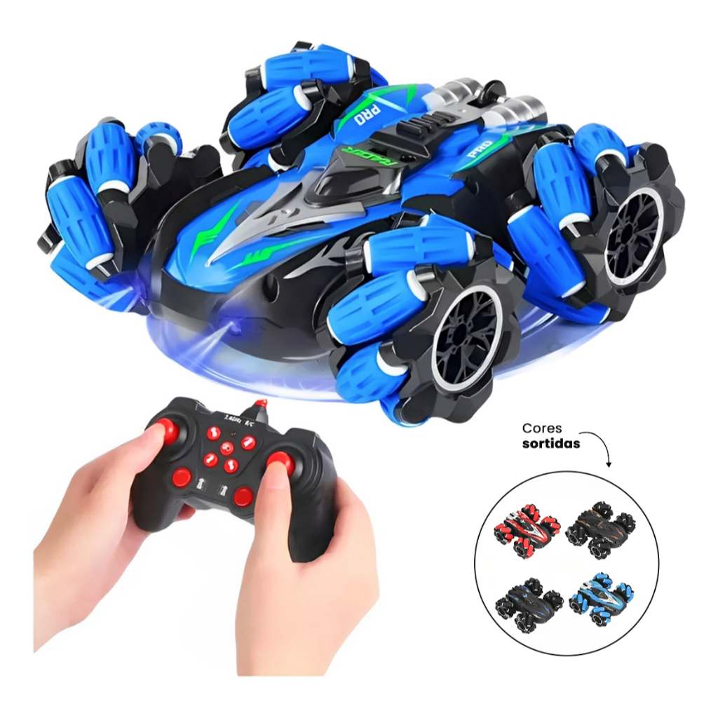 Carrinho 4x4 Controle Remoto Recarregável Giro 360 Drift Com 9 Funções