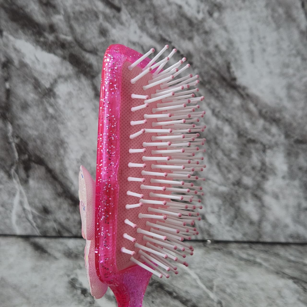 Escova de Cabelo Feminina Borboleta Com Glitter Macia Massageadora