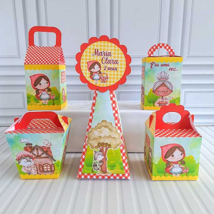 PEGUE E MONTE Chapeuzinho Vermelho-kit festa - lembrancinha - aniversário - caixinhas personalizadas