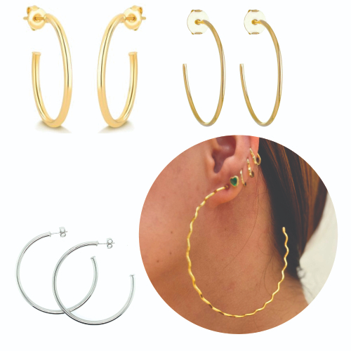 Kit 5 Brincos De Argola Ouro18k E Prata Semijoias Revender Atacado