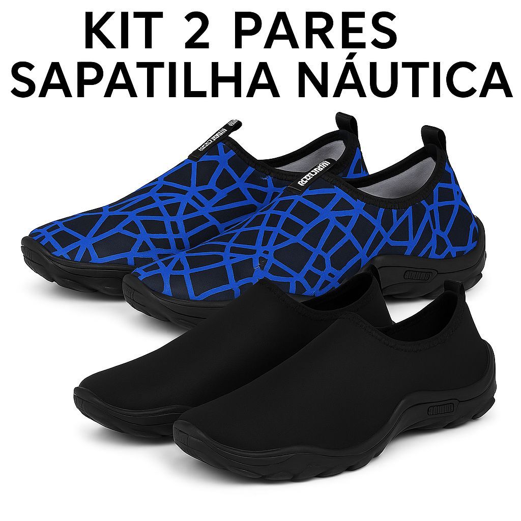 KIT 2 PARES MEIA BOTA SAPATILHA NAUTICA NEOPREME IDEAL PARA LUGARES MOLHADOS E ESPORTES AQUATICOS