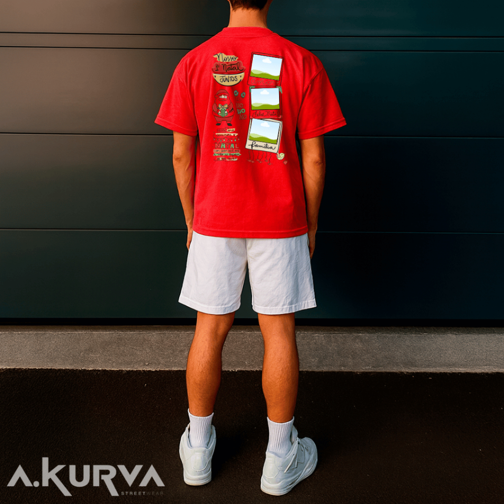 Conjunto Short Mauricinho Estamapado + Camiseta Natalino Urbano Reforçada Malha Linha Premium + Short Estampada
