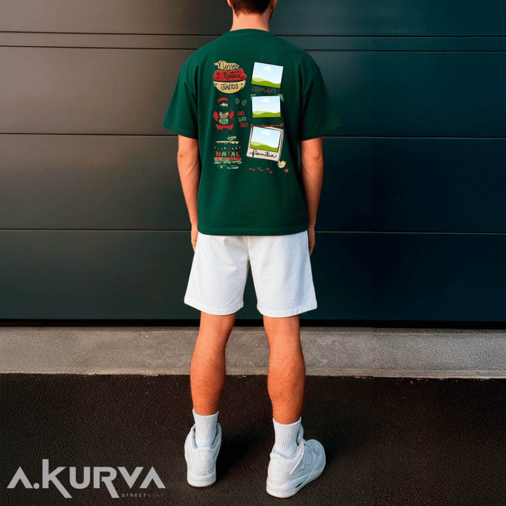 Conjunto Short Mauricinho Estamapado + Camiseta Natalino Urbano Reforçada Malha Linha Premium + Short Estampada