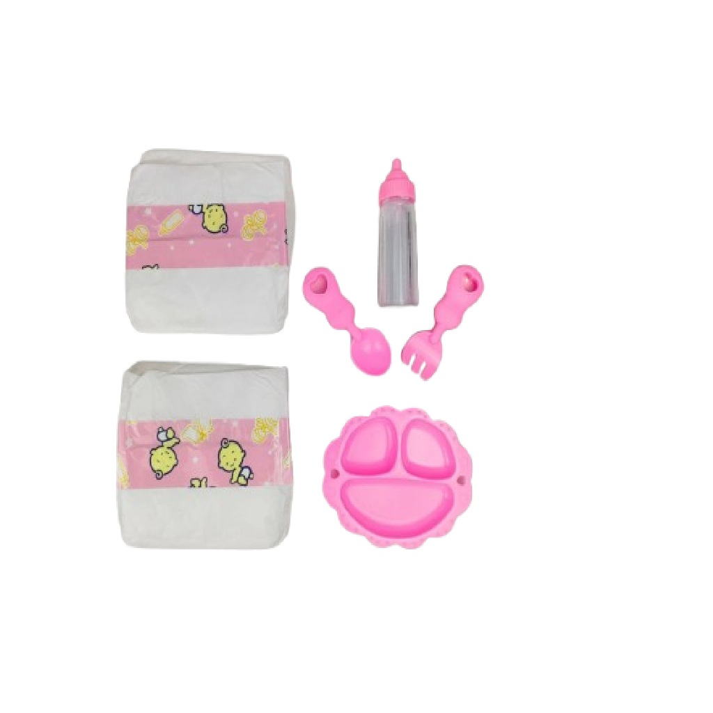Kit Mamadeira Mágica Para Boneca Fralda Mamadeira Mágica Pratinho Talheres