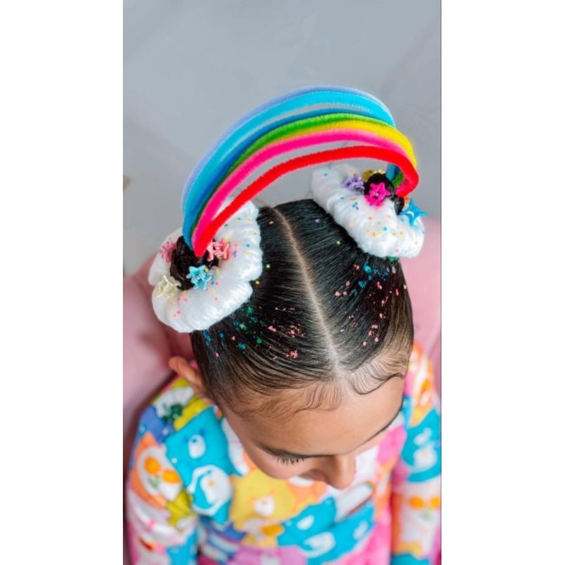 kit penteado arco íris pegue e monte cabelo maluco