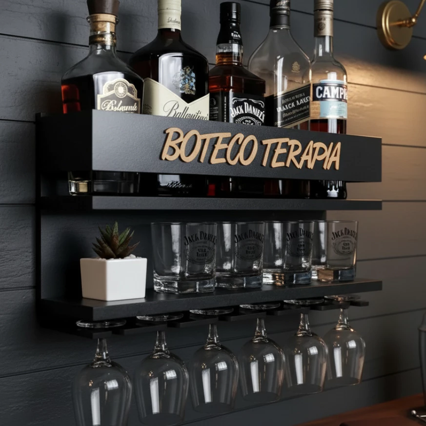 Barzinho Bar de Parede para Bebidas Decoração Área Churrasco Suspenso Vários Modelos — imagem 1